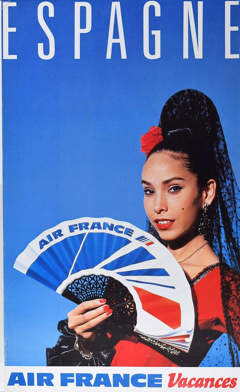 Print di Unknown - Air France, Espagne, Poster di viaggio originale d'epoca