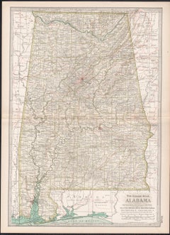 Alabama. Atlante degli Stati Uniti d'America mappa antica d'epoca
