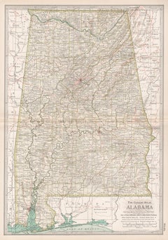 Alabama. USA Century Atlas state Antique vintage map