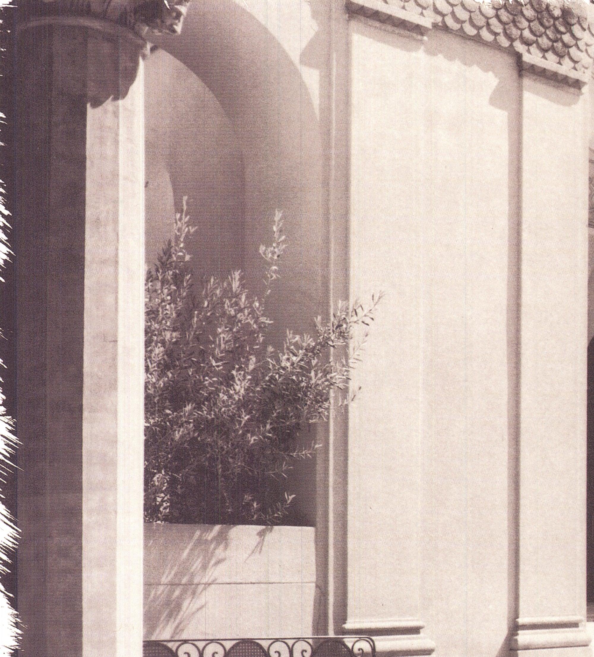 This is a signed reproduction titled Park Presidio in San Francisco by artist Alan Balustein, published and distributed by Image Conscious. Hand-signed and titled in black pen, the image captures the iconic columns from the garden at Presidio Park