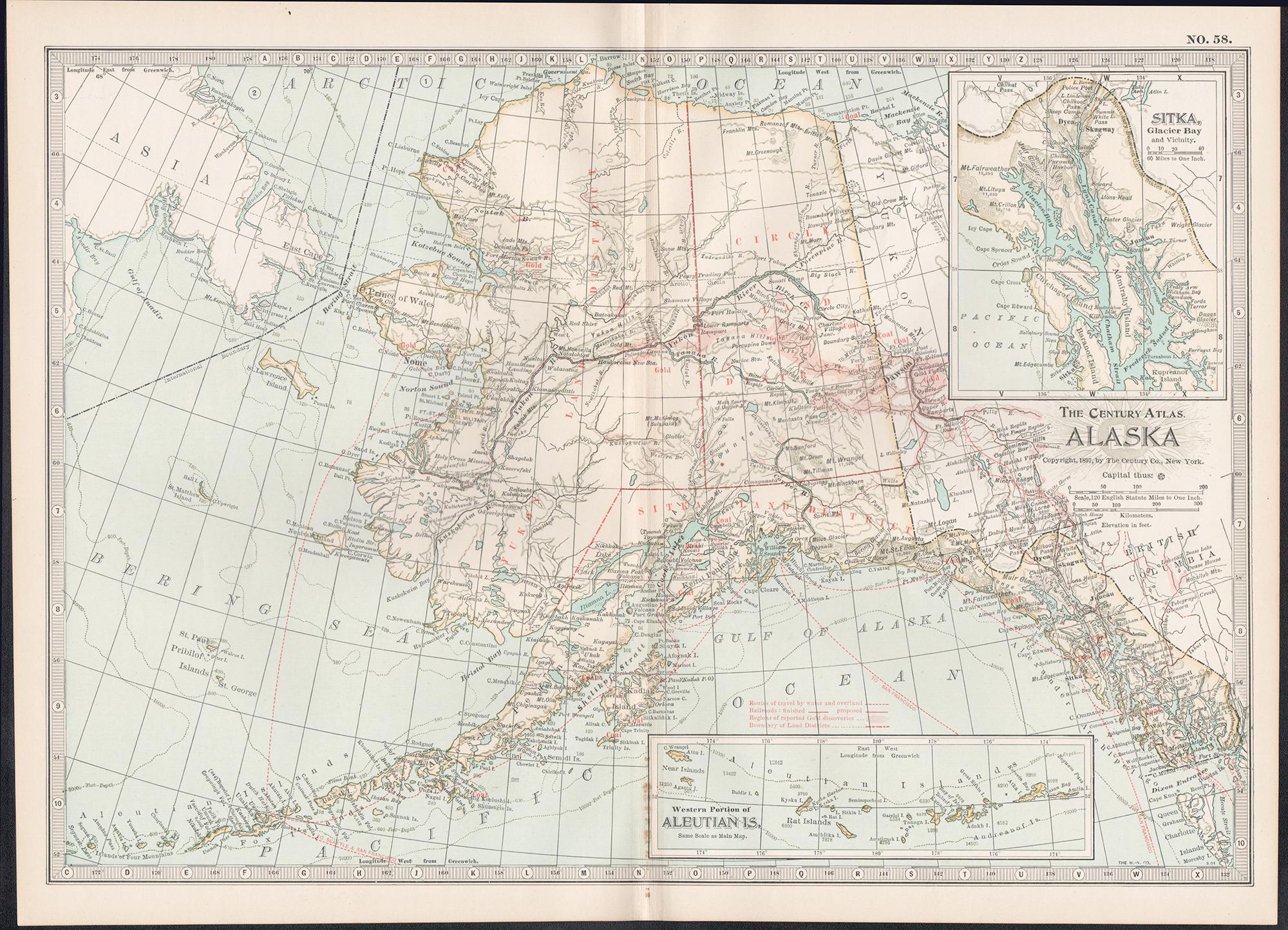 Alaska, North America. Century Atlas antique vintage map - Print by Unknown