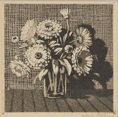 Albert Ribbans - Framed Mid 20th Century Etching, Vase of Flowers