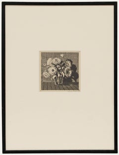 Albert Ribbans - Framed Mid 20th Century Etching, Vase of Flowers