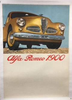 Vintage ALFA ROMEO 1900 - ITALIAN - CARS - FACTORY DEALER POSTER - GOLD - 1951