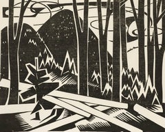 Ali Kurt Baumgarten (1914-2009) - 1980 Woodcut, Woodland Landscape