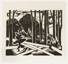 Ali Kurt Baumgarten (1914-2009) - 1980 Woodcut, Woodland Landscape