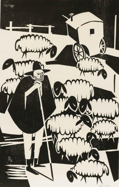 Ali Kurt Baumgarten (1914-2009) - 1981 Holzschnitt, Der Schafhirte