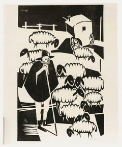 Ali Kurt Baumgarten (1914-2009) - 1981 Holzschnitt, Der Schafhirte