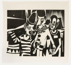 Ali Kurt Baumgarten (1914-2009) - 1983 Woodcut, The Circus Clowns
