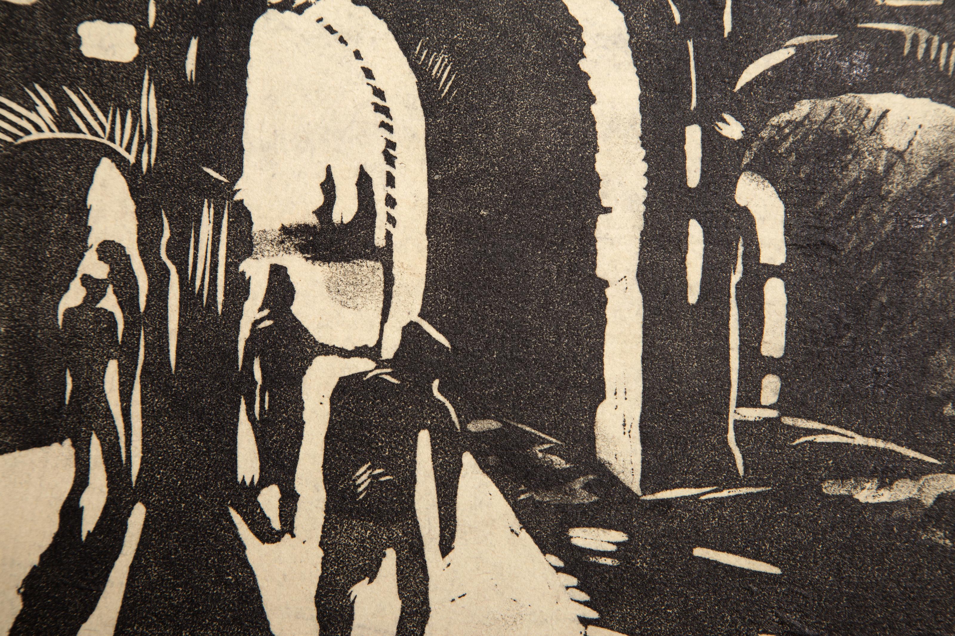 Alleyway, Modern Woodblock by Magdeleine Mocquot For Sale 1