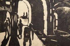 Alleyway, Modern Woodblock by Magdeleine Mocquot