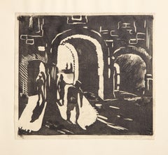 Vicolo, Woodblock moderno di Magdeleine Mocquot