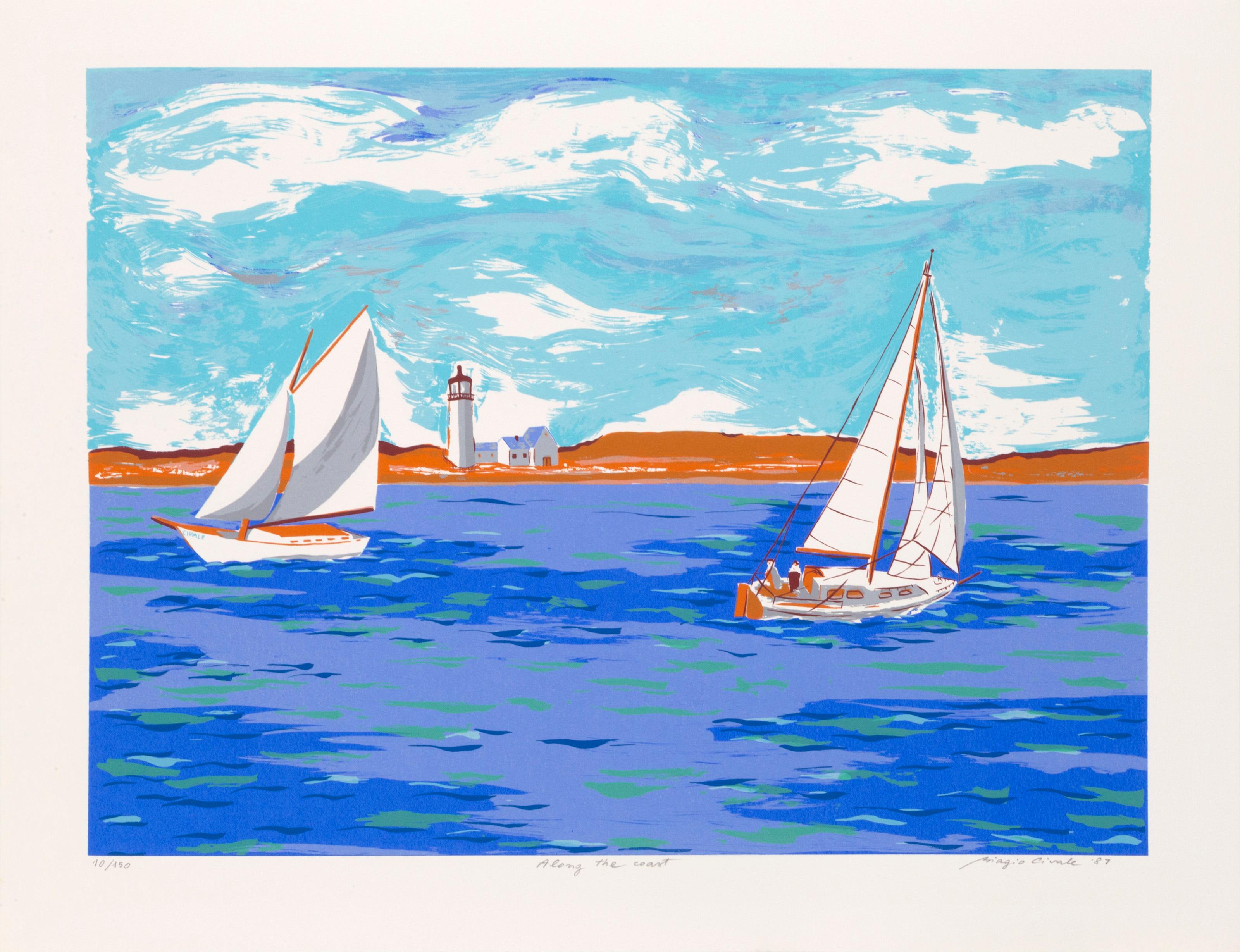 Along the Coast, Modern Screenprint by Biagio Civale