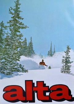 Affiche de ski vintage des années 1970 d'Alta, Utah