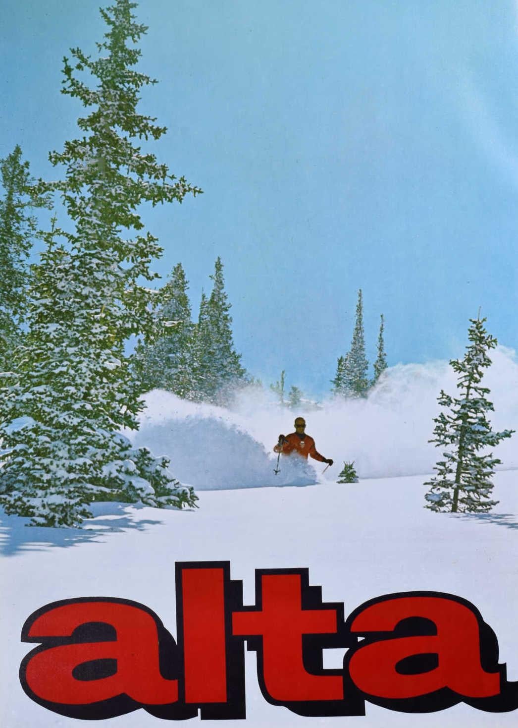 Alta Vintage Ski Poster (c.1970) Utah United States Skiing powder - Print by Unknown