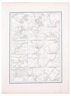 American Cities Maps - Black and White Etching on Paper - 1835