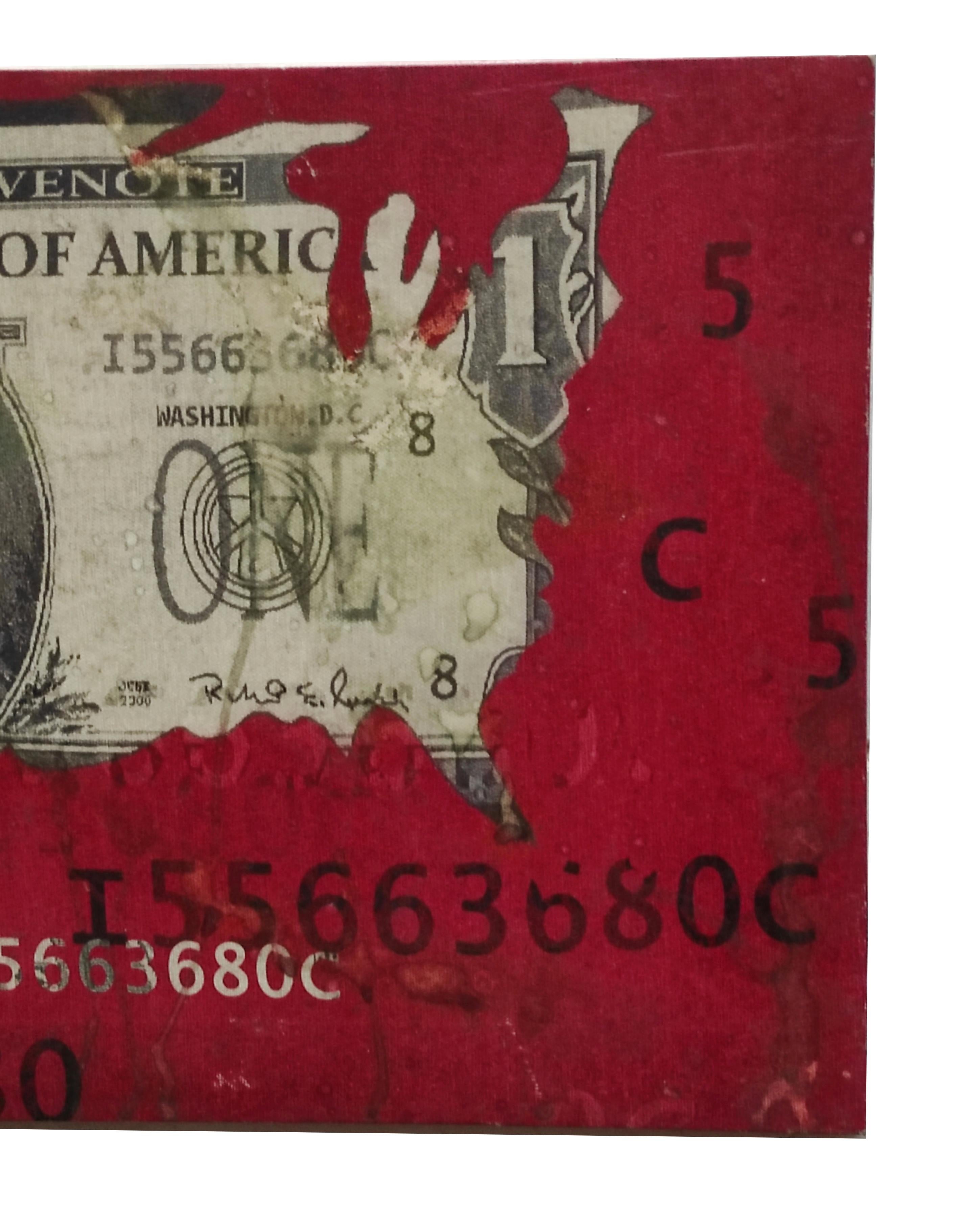 Stampa su tela raffigurante un dollaro Americano dipinto di rosso