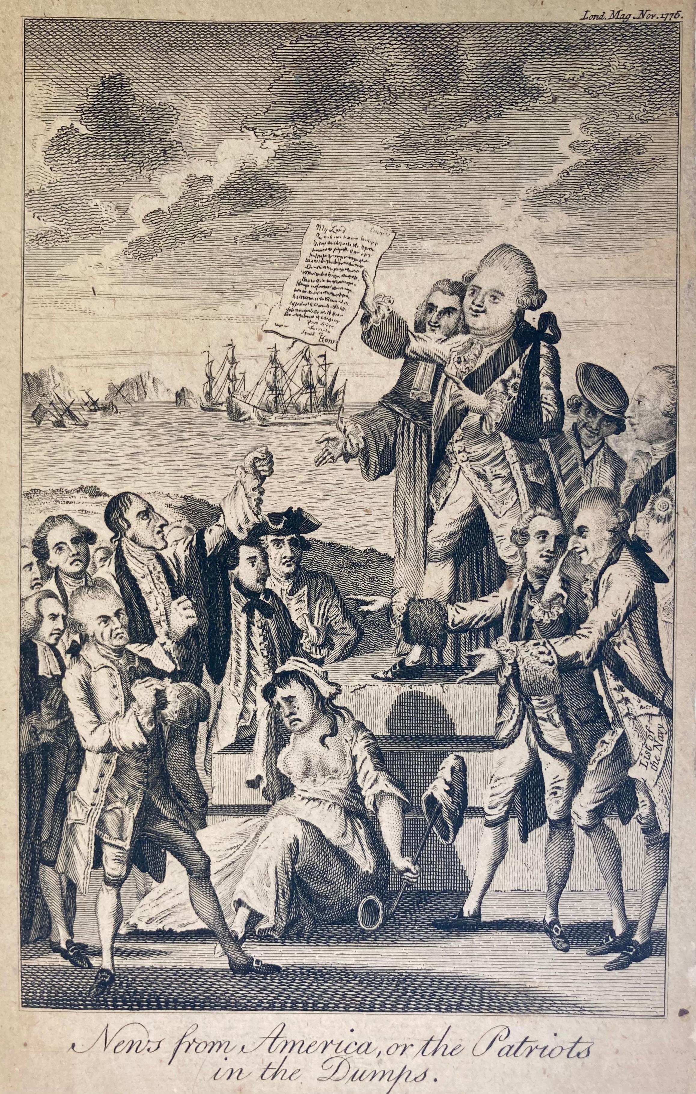 AMERICAN REVOLUTION- WAR NEWS FROM AMERICA or PARTIOTS IN THE DUMPS, 1776