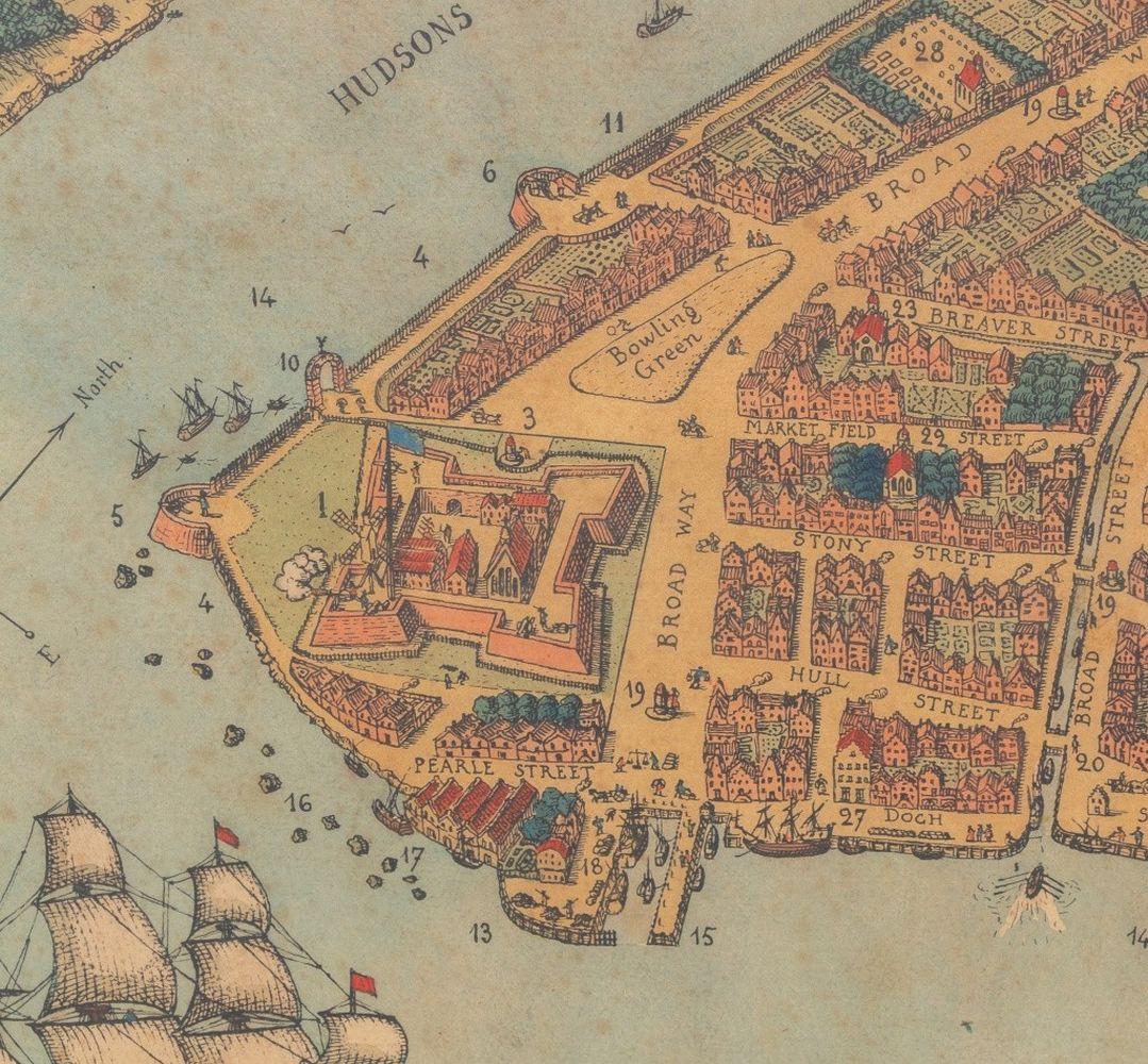 American School, Map of 1674 New York - Print by Unknown