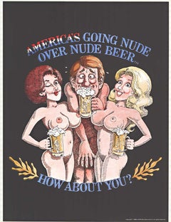 America's Going Nude over Nude Beer original 1981 vintage rare beer poster