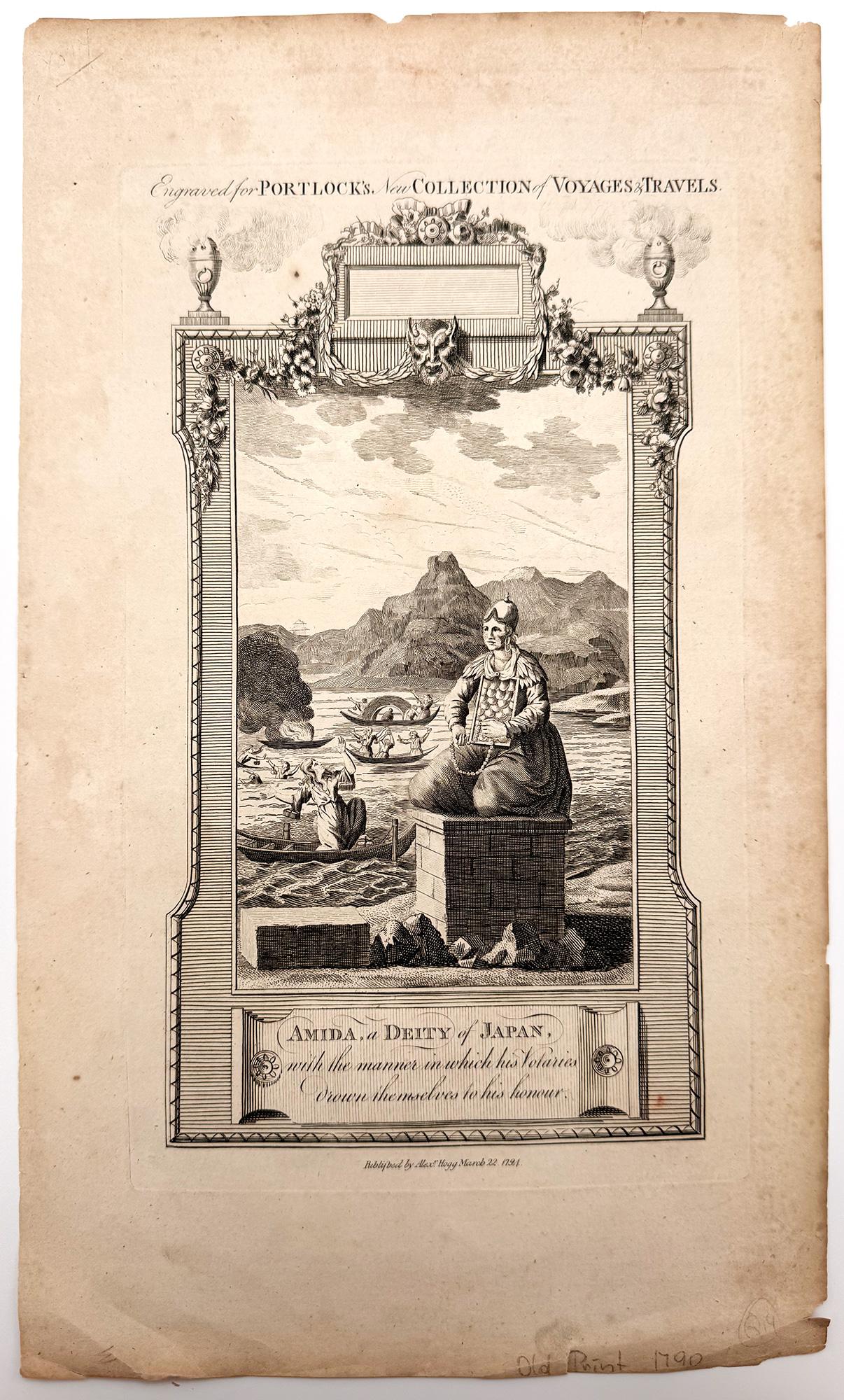 Amida, divinité du Japon - English School, XVIIIe siècle - Print de Unknown