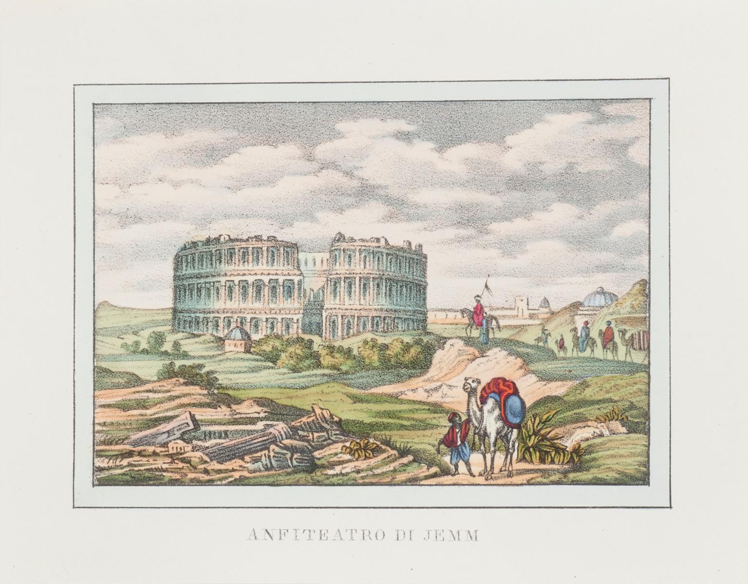 Amphitheater in Jemm - Original Lithograph - 1846