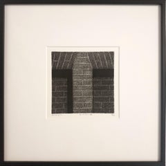 Amsterdam VIII ed 28/50 black-white canal house facade aquatint etch print