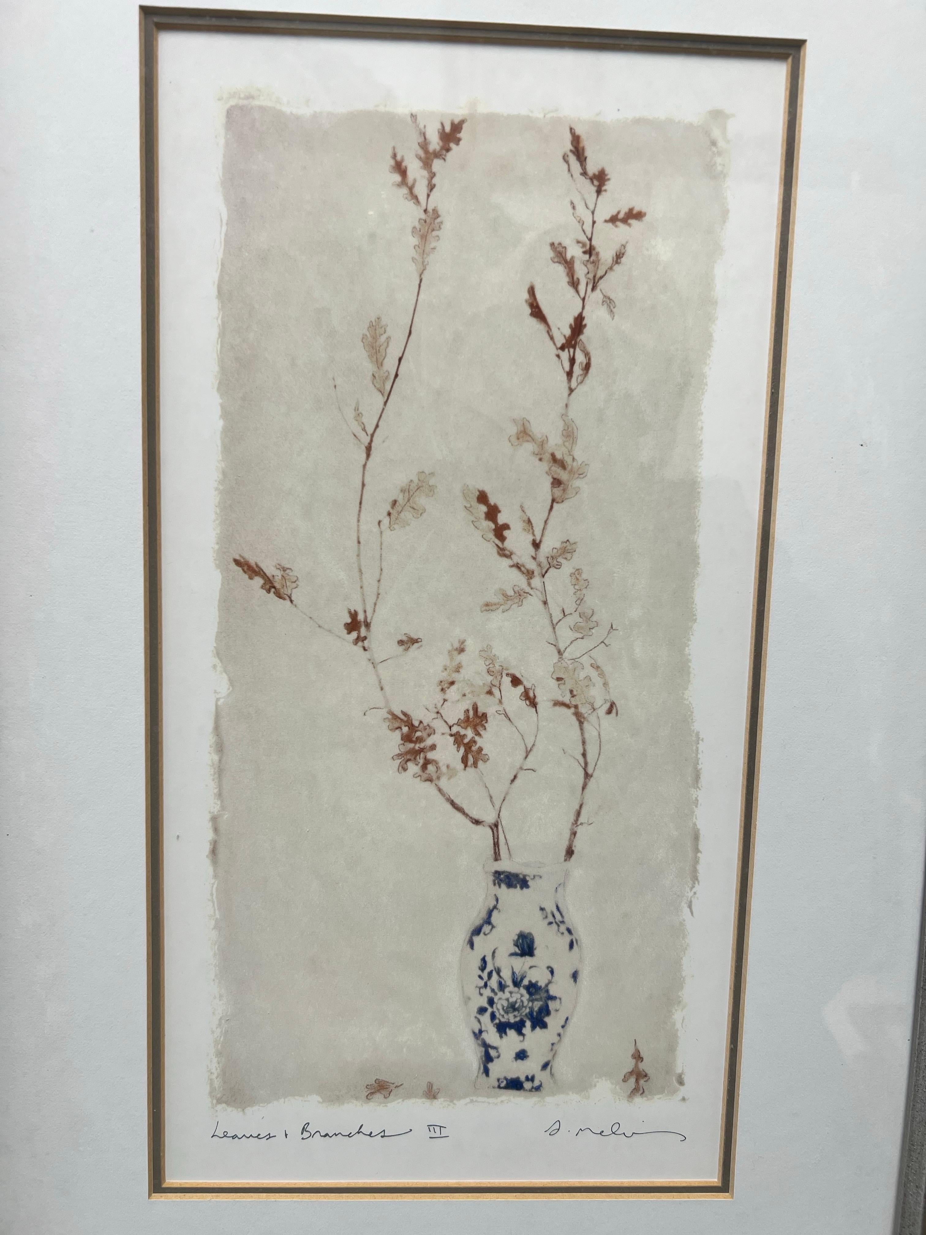 Amy Melious Leaves and Branch Series - Ensemble de quatre estampes botaniques signées en vente 7