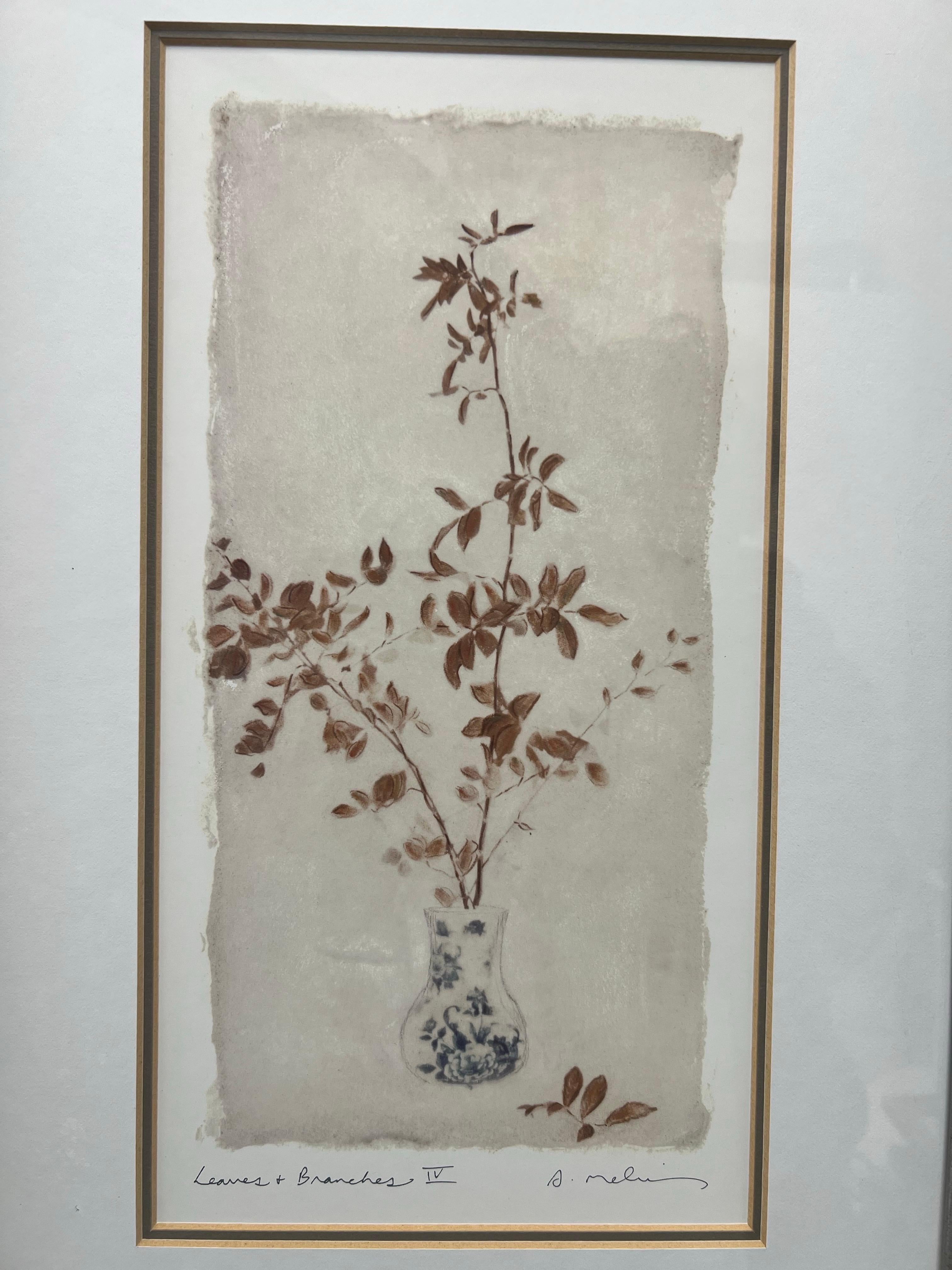 Amy Melious Leaves and Branch Series - Ensemble de quatre estampes botaniques signées en vente 11