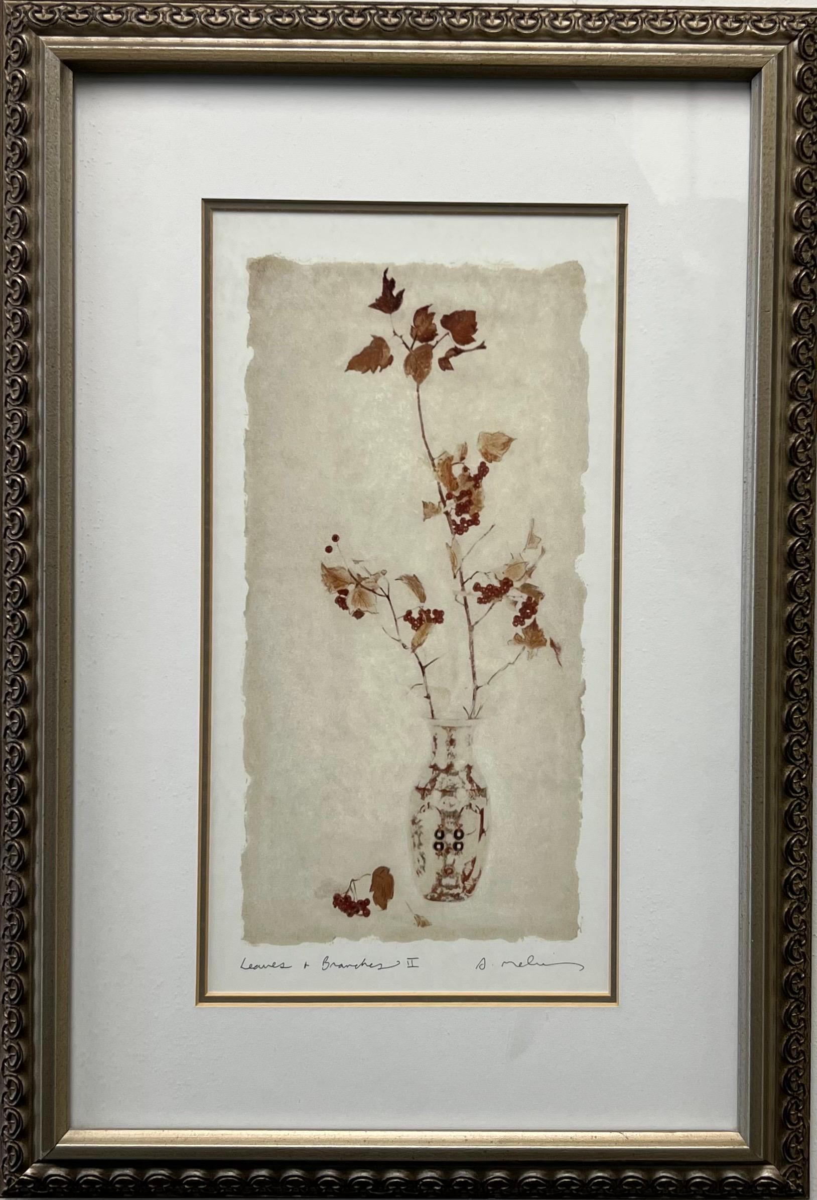 Amy Melious Leaves and Branch Series - Ensemble de quatre estampes botaniques signées - Print de Unknown