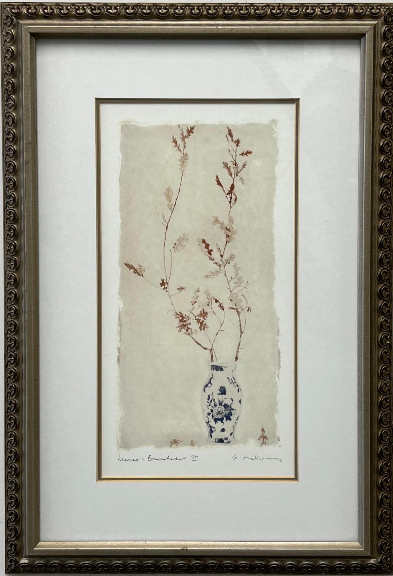 Amy Melious (Canadienne, née en 1956) Série Feuilles et Branches - Ensemble de quatre estampes botoniques signées - encadrées et montées sur passe-partout

Cet ensemble sophistiqué de quatre estampes botaniques fait partie de la célèbre série Leaves