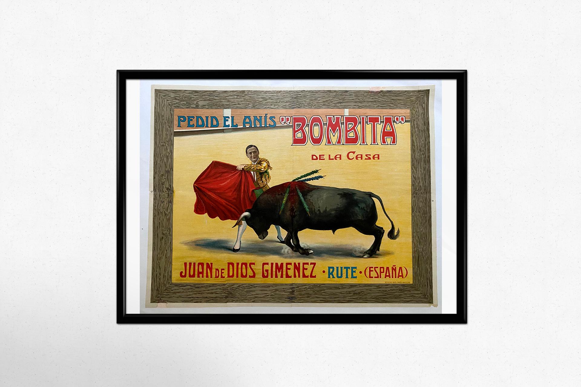 Une belle affiche espagnole représentant la tauromachie. C'est une tradition ancienne qui représente la manière d'affronter le taureau, soit dans des combats à l'issue desquels le taureau est mis à mort, soit dans des jeux, sportifs ou burlesques