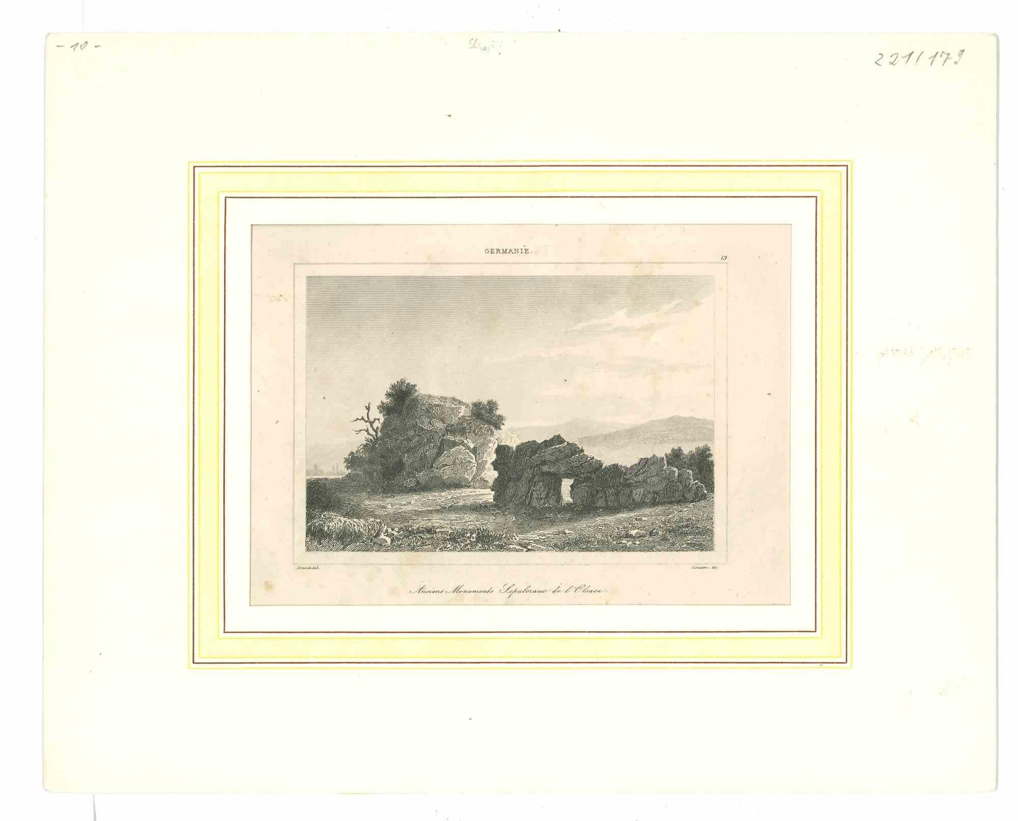 Unknown Landscape Print - Anciens Monuments Sepuloraua de l'Alsace - Original Lithograph - Mid-19th Cent
