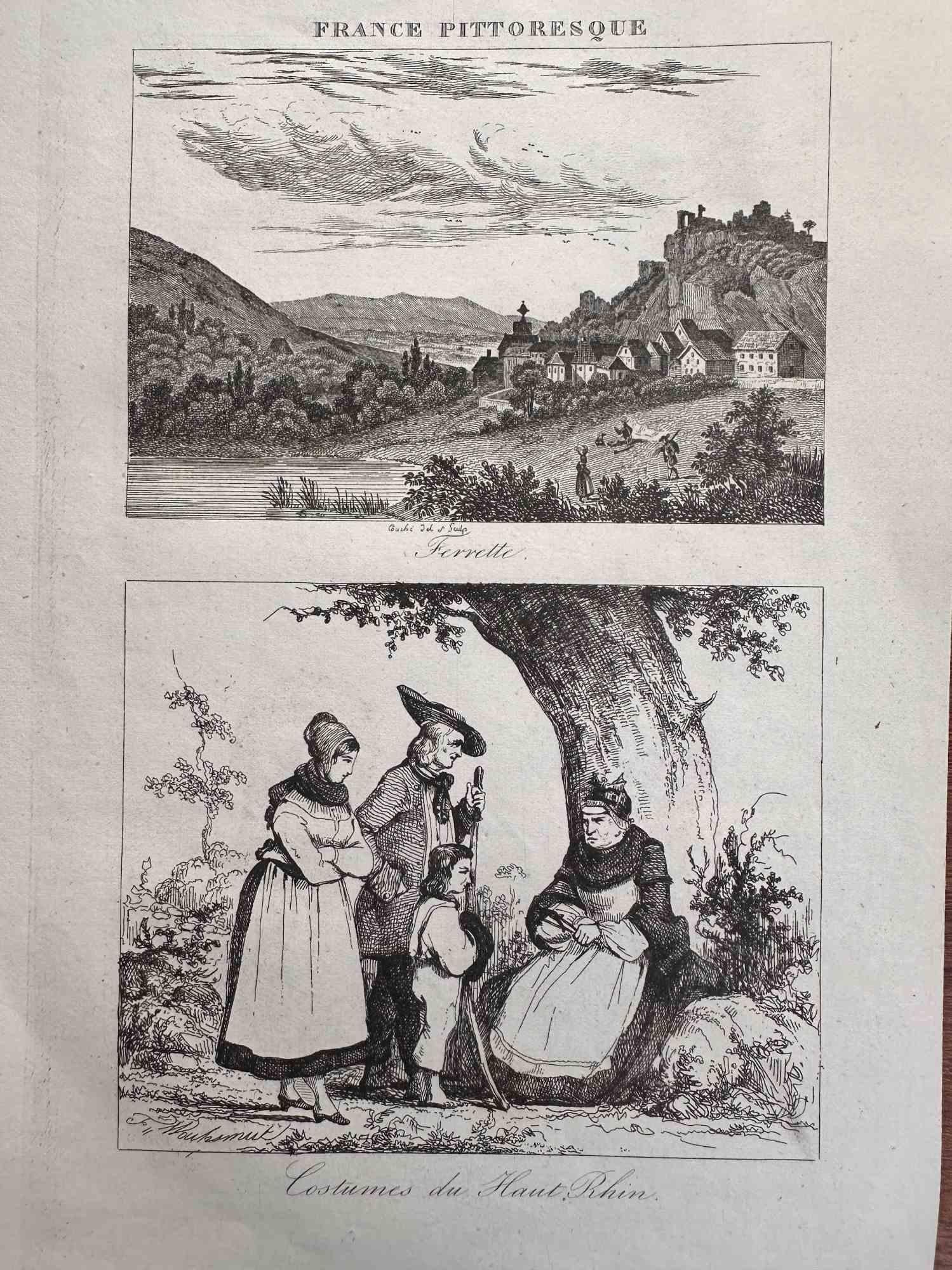 Antikes Kostüm – Haut-Rhine – Lithographie – spätes 19. Jahrhundert