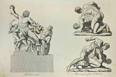 Sculptures grecques anciennes - Lithographie - 1862
