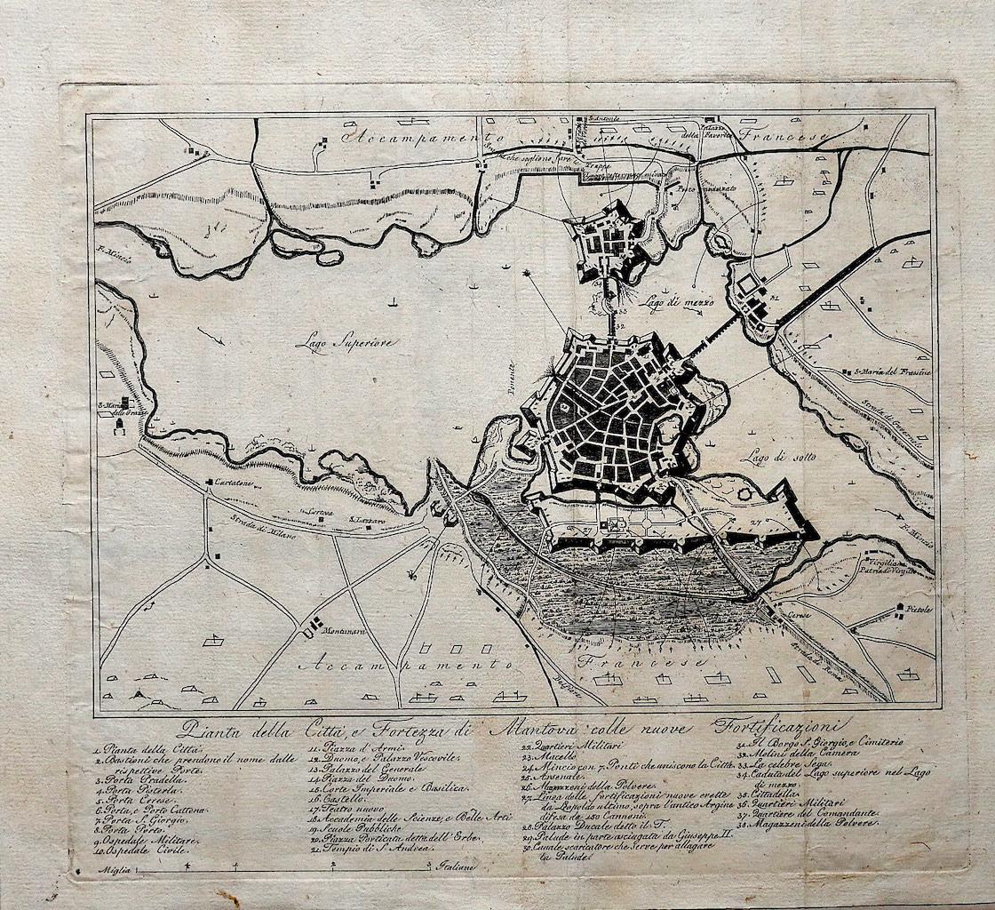 Unknown Print - Ancient Map of Mantova - Original Etching - 19th century
