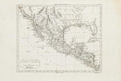 Ancient Map of Mexico - Original Etching - 19th Century
