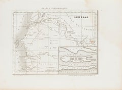 Carte ancienne du Senegal - gravure originale - 19ème siècle