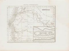 Antique Ancient Map of Senegal - Original Etching - 19th Century