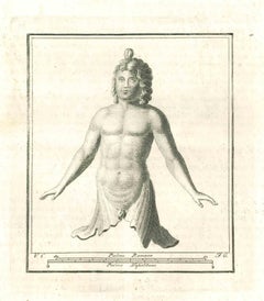 Buste romain ancien - gravure d'origine - 18ème siècle