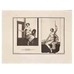 Ancient Roman Fresco Herculaneum - Original Etching G. Morghen  - 18th Century