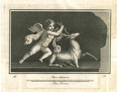 Fresco romain ancien - gravure d'origine - 18ème siècle