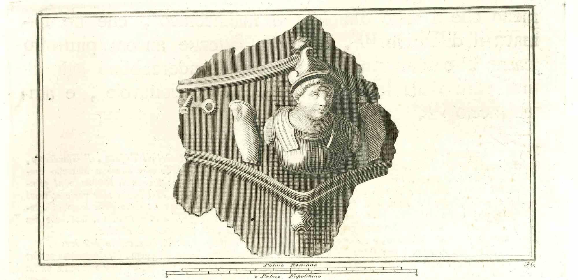 Figurative Print Unknown - Relief romain ancien - gravure d'origine - 18ème siècle