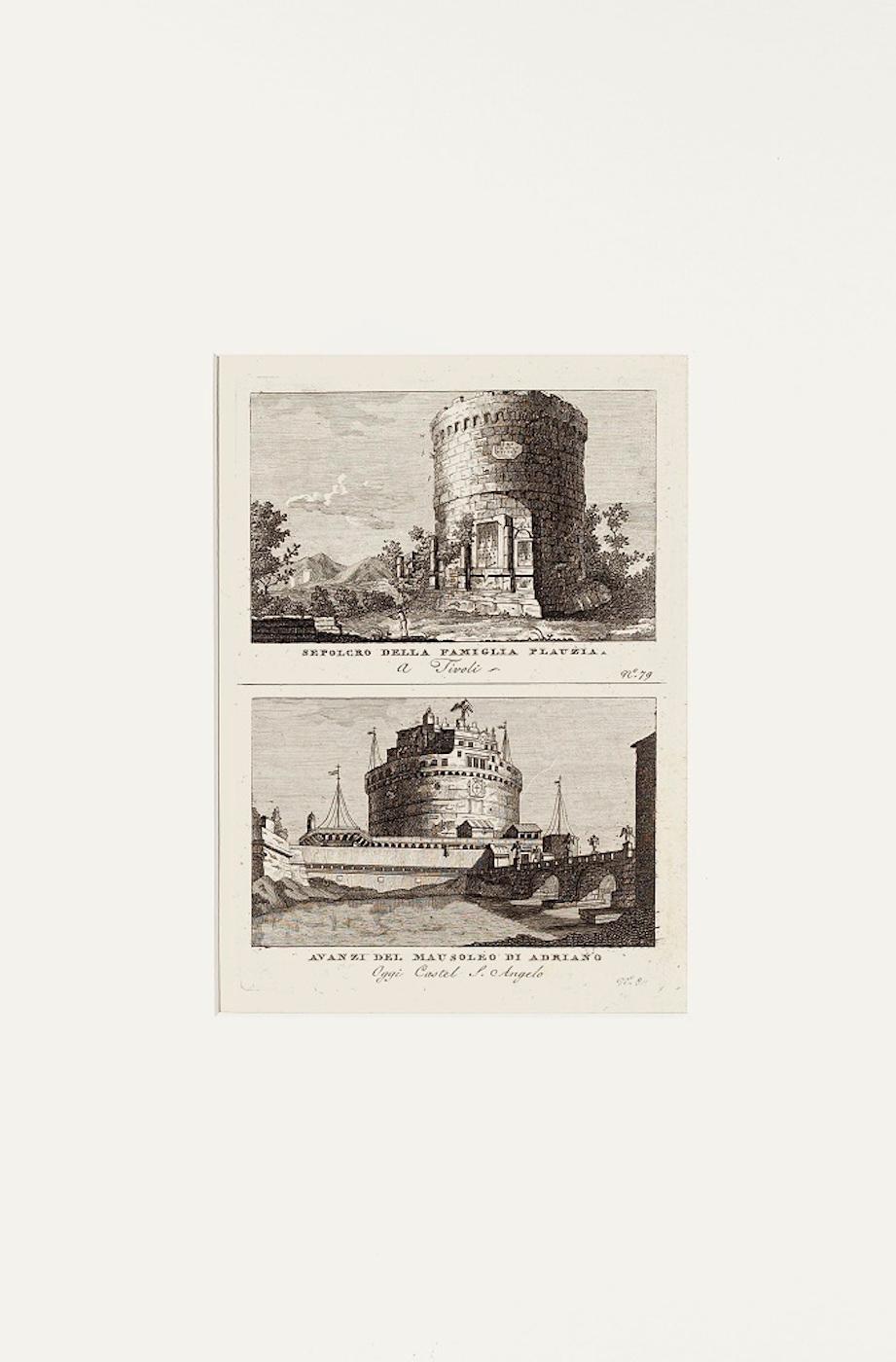 Antiguas ruinas romanas - Aguafuerte y punta seca - Finales de 1700 - Print de Unknown