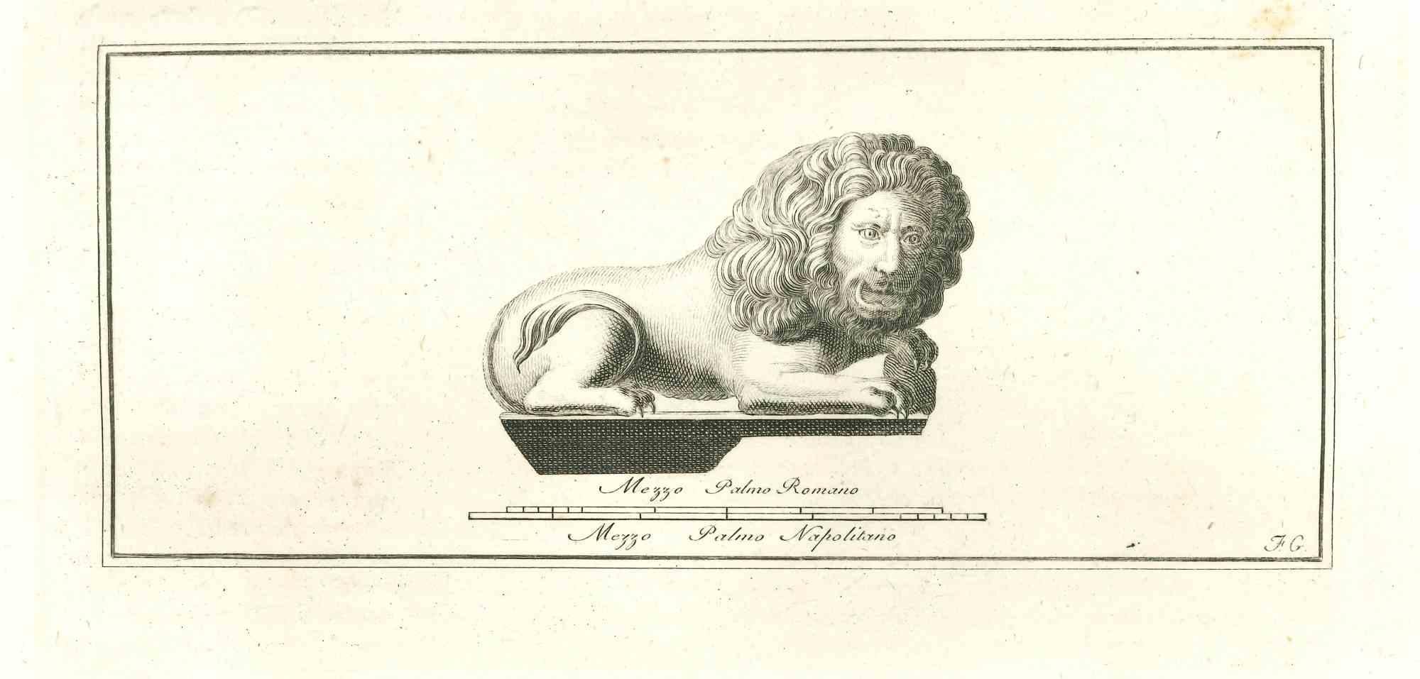 Figurative Print Unknown - Statue romaine antique - gravure originale - 18ème siècle