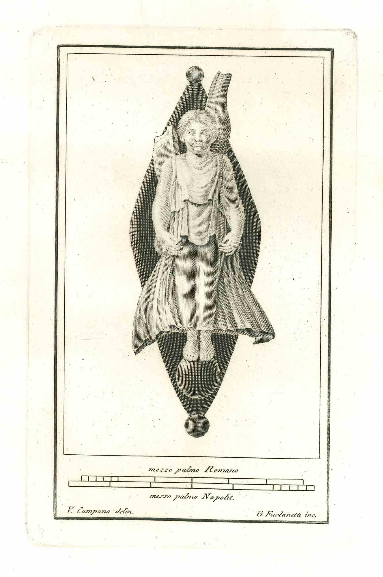 Unknown Figurative Print - Ancient Roman Statue - Original Etching by  G.Furlanetti - 18th Century