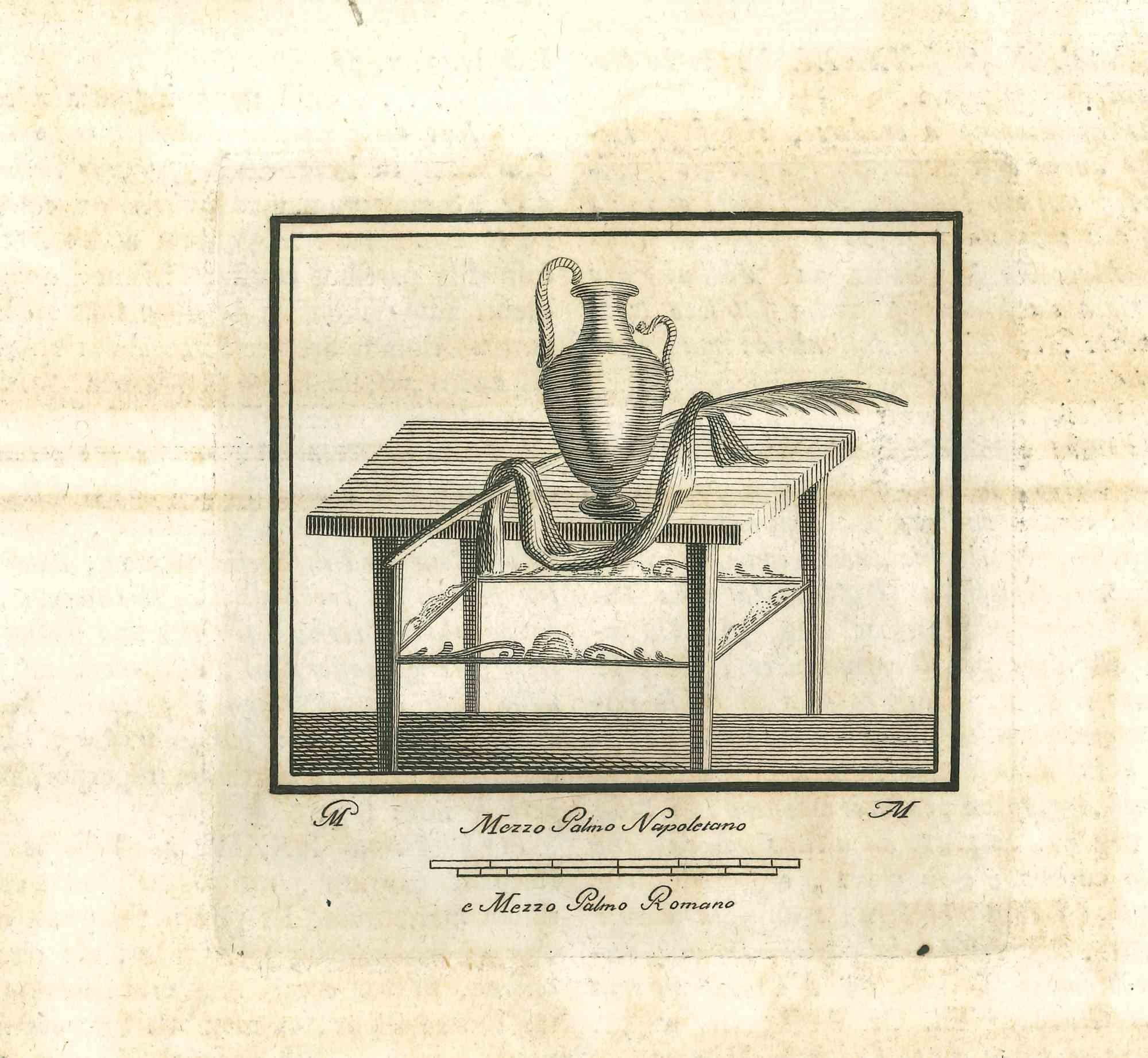Unknown Figurative Print – Antikes römisches Stillleben - Original-Radierung - 18. Jahrhundert
