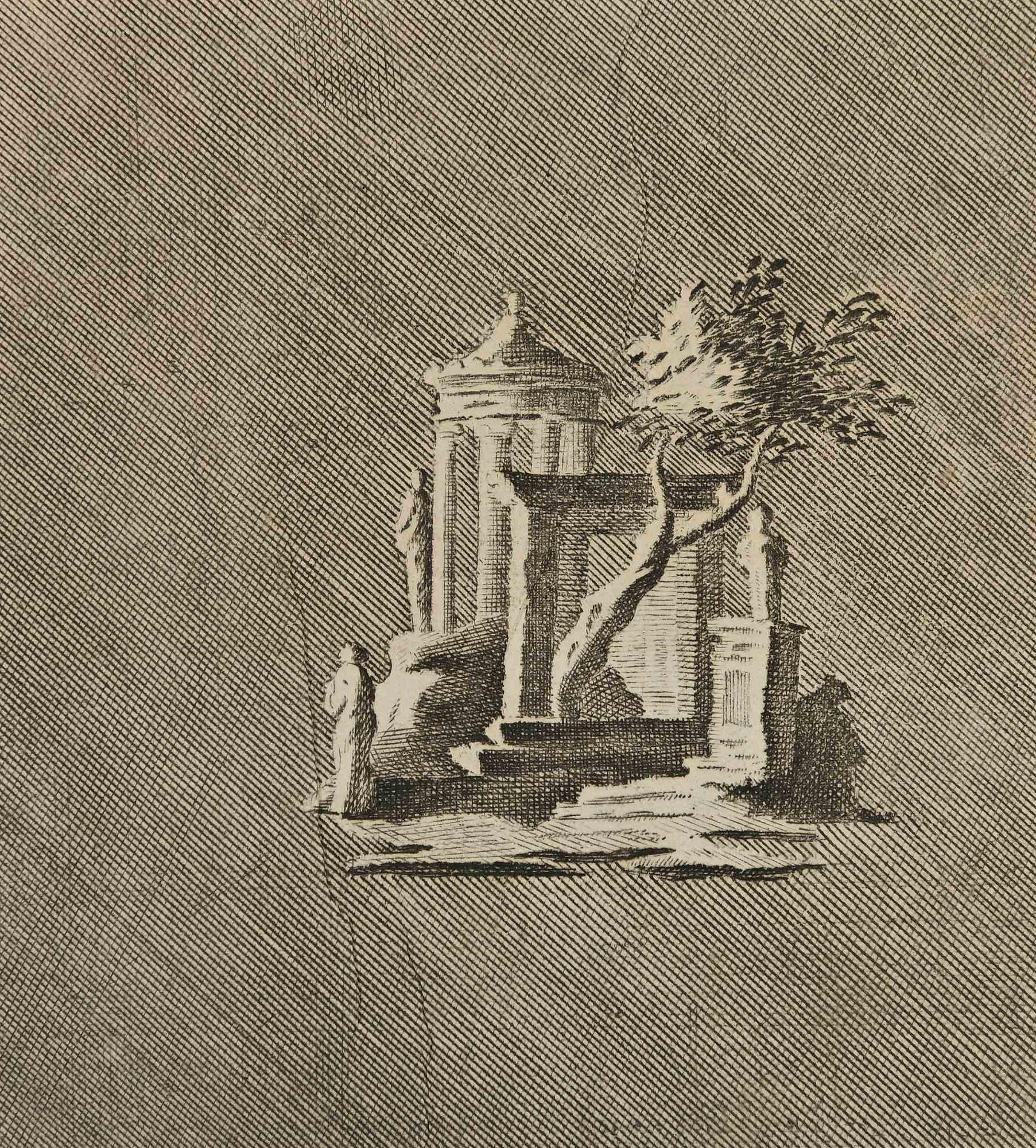 Unknown Figurative Print - Ancient Roman Temple - Etching by Various Authors - 18th Century
