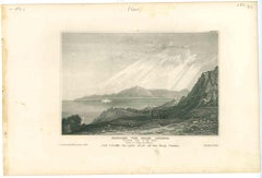 Antique Ancient View from the Karmel Mountains - Original Lithograph - Mid-19th Century