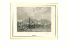 Antike Ansicht von Ajaccio – Lithographie – Mitte des 19. Jahrhunderts